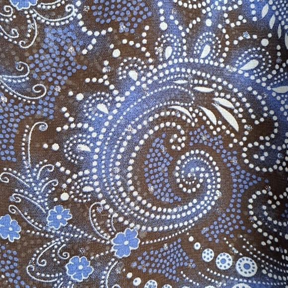 Notations Sheer Blue Print That Sparkles Blouse   Size M - Picture 3 of 6